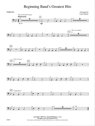 Beginning Band's Greatest Hits: Timpani