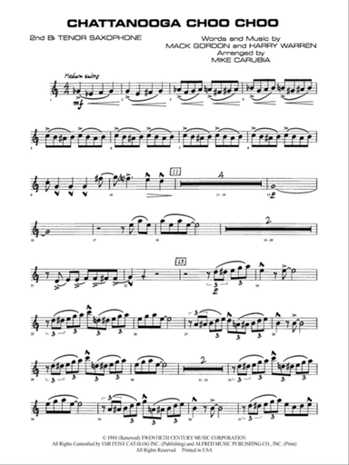 Chattanooga Choo Choo: 2nd B-flat Tenor Saxophone
