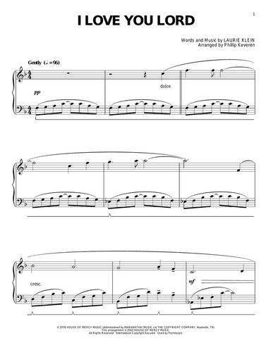 I Love You Lord (arr. Phillip Keveren)