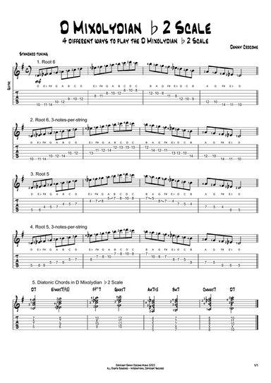 D Mixolydian b2 Scale (4 Ways to Play)