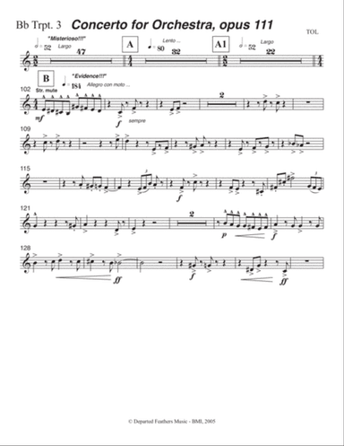 Concerto for Orchestra, opus 111 (2005) Trumpet part 3