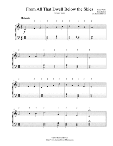 From All That Dwell Below the Skies - for easy piano