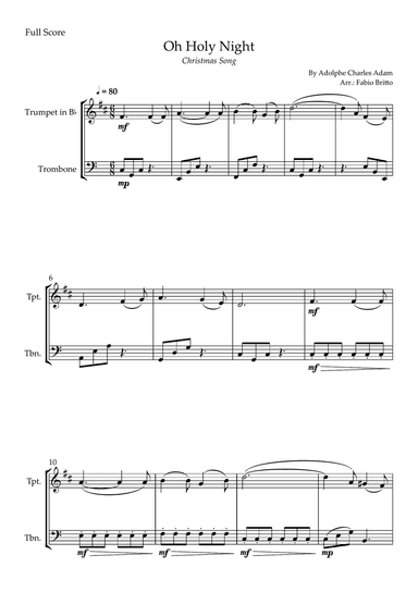 Oh Holly Night (Christmas Song) for Trumpet in Bb & Trombone Duo