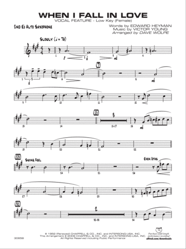 When I Fall in Love: 2nd E-flat Alto Saxophone