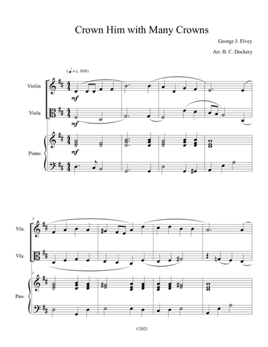 Crown Him with Many Crowns (Violin and Viola Duet with Piano Accompaniment)