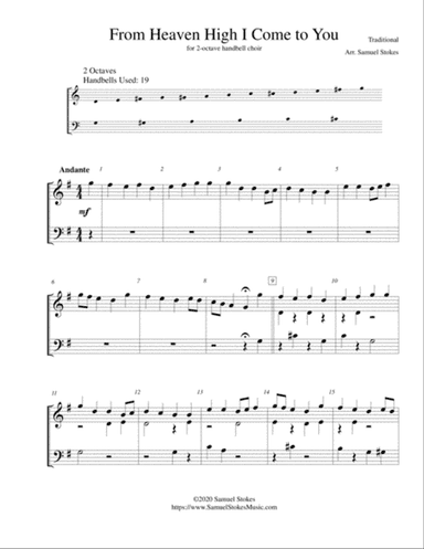 From Heaven High I Come to You (From Heaven Above to Earth I Come) - for 2-octave handbell choir