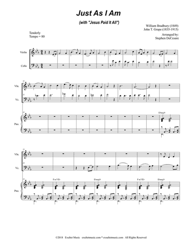 Just As I Am (with "Jesus Paid It All") (Duet for Violin and Cello)
