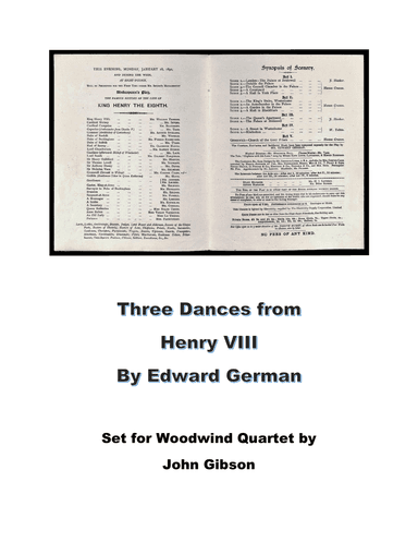 3 Dances from Henry VIII set for Woodwind Quartet