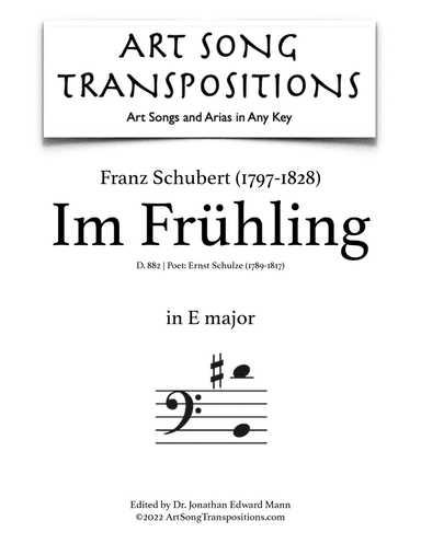 SCHUBERT: Im Frühling, D. 882 (transposed to E major, bass clef)