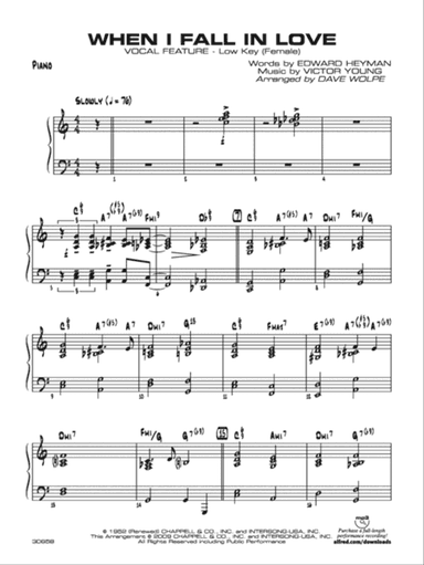When I Fall in Love: Piano Accompaniment