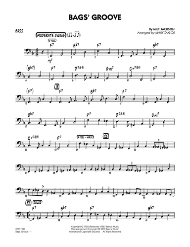 Bags' Groove (arr. Mark Taylor) - Bass