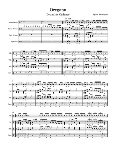 Oregano- Drumline Cadence - Score Only