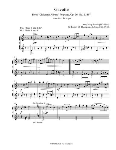 Amy Beach, Gavotte for organ
