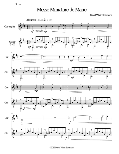 Messe miniature de Marie for cor anglais and guitar