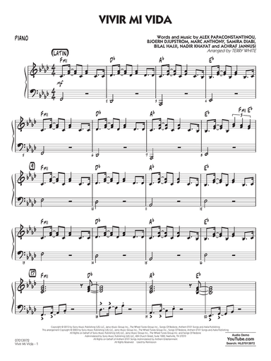 Vivir Mi Vida (arr. Terry White) - Piano