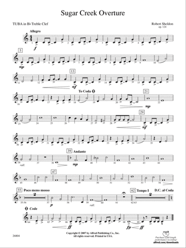 Sugar Creek Overture: (wp) B-flat Tuba T.C.
