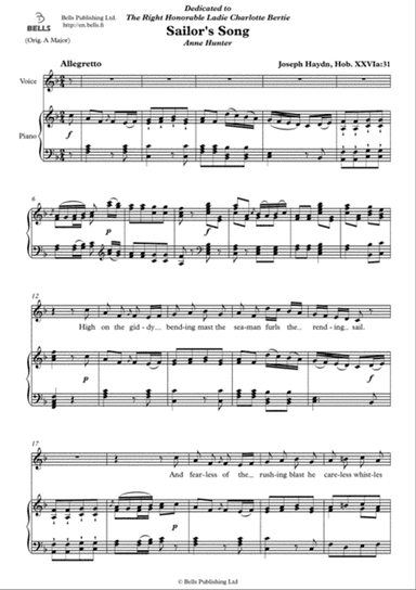 Sailor's Song, Hob. 26a (F Major)