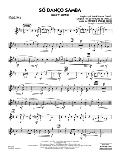 Só Danço Samba (Jazz 'n' Samba) (arr. Mark Taylor) - Tenor Sax 2