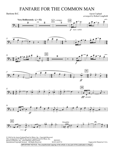 Fanfare For The Common Man (arr. Robert Longfield) - Baritone B.C.