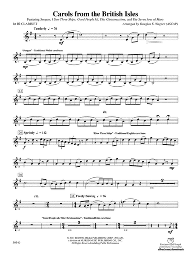 Carols from the British Isles: 1st B-flat Clarinet