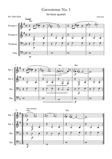 Gnossienne No. 1 – for Brass Quartet with chords