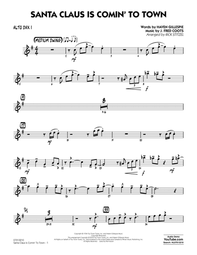 Santa Claus Is Comin' to Town - Alto Sax 1