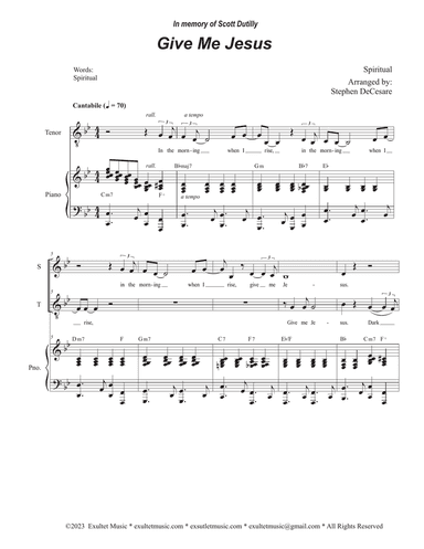 Give Me Jesus (2-part choir - (Soprano and Tenor)