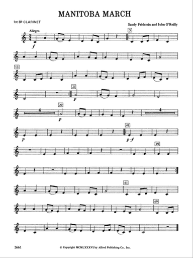 Manitoba March: 1st B-flat Clarinet