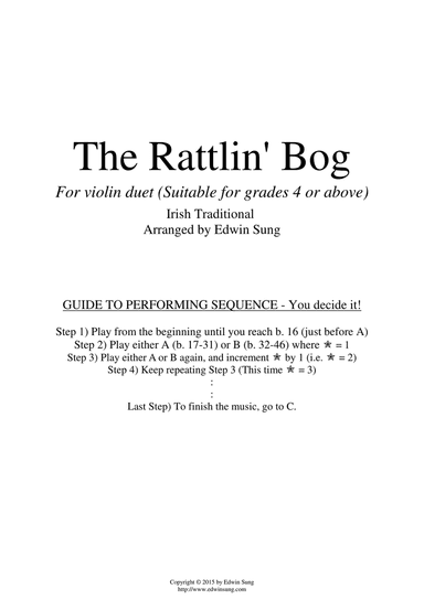 The Rattlin' Bog (for violin duet, suitable for grade 4 or above)