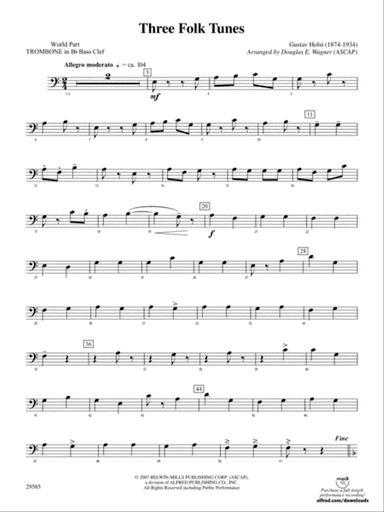 Three Folk Tunes: (wp) 1st B-flat Trombone B.C.