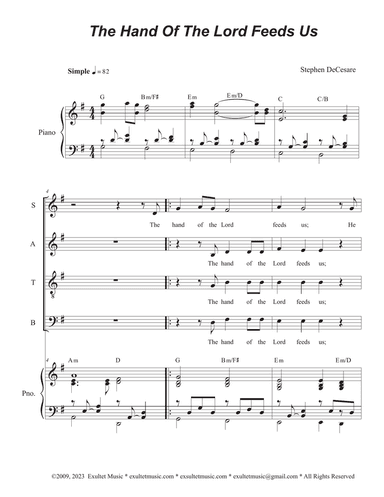The Hand Of The Lord Feeds Us (Vocal Quartet - (SATB)