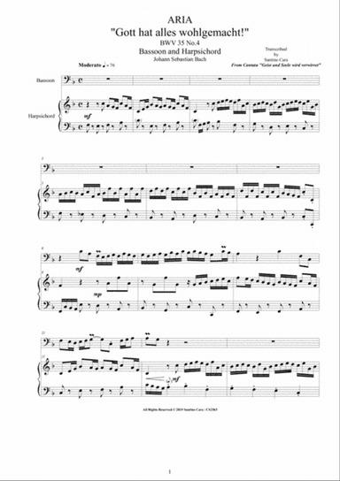 Bach - Aria (Gott hat alles wohlgemacht) BWV 35 No.4 for Bassoon and Harpsichord