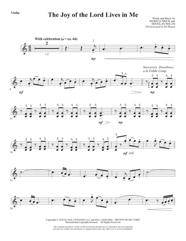 The Joy Of The Lord Lives In Me - Violin