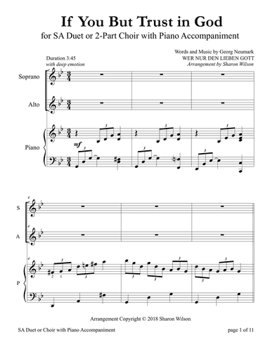 If You But Trust in God to Guide You (for SA Choir with Piano accompaniment)