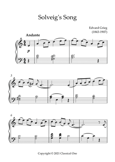 Grieg - Solveig's Song(With Note name)