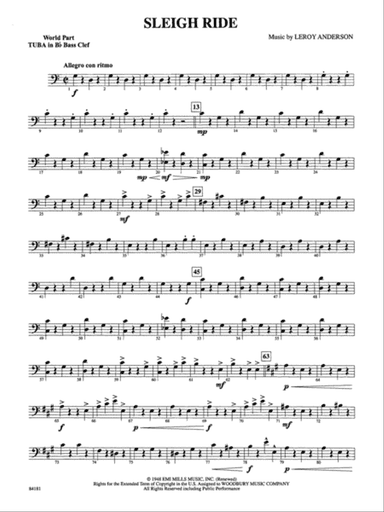 Sleigh Ride: (wp) B-flat Tuba B.C.