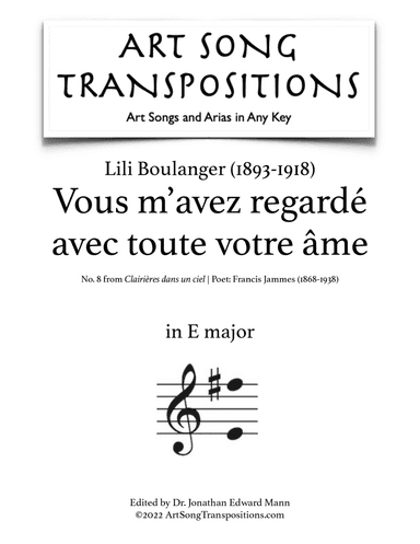 BOULANGER: Vous m’avez regardé avec toute votre âme (transposed to E major)