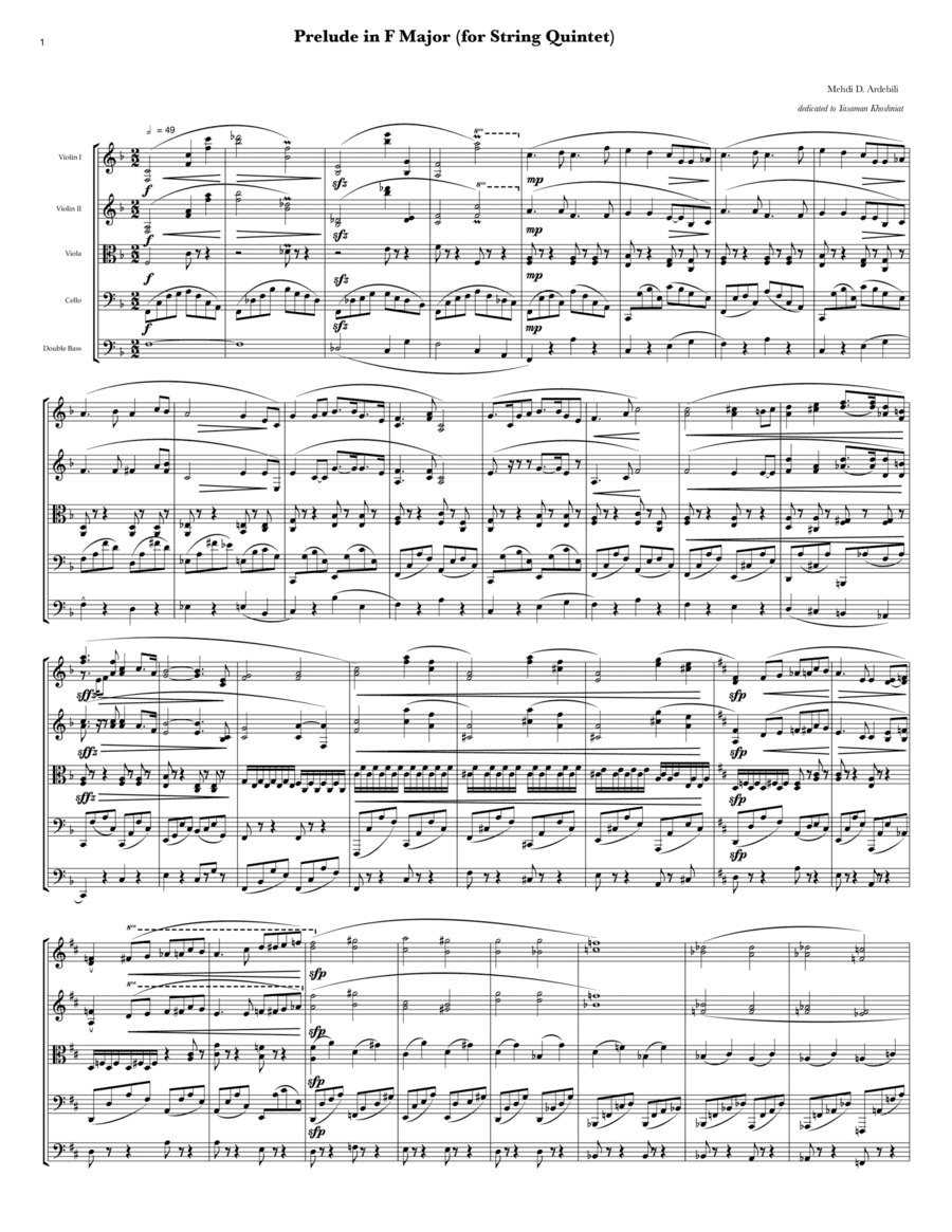Prelude in F Major (for String Quintet)