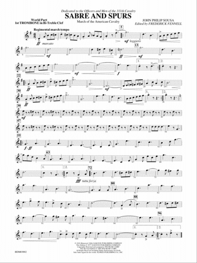 Sabre and Spurs (March of the American Cavalry): (wp) 1st B-flat Trombone T.C.