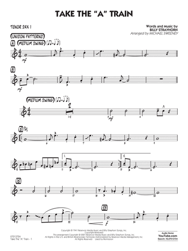 Take the "A" Train (arr. Michael Sweeney) - Tenor Sax 1