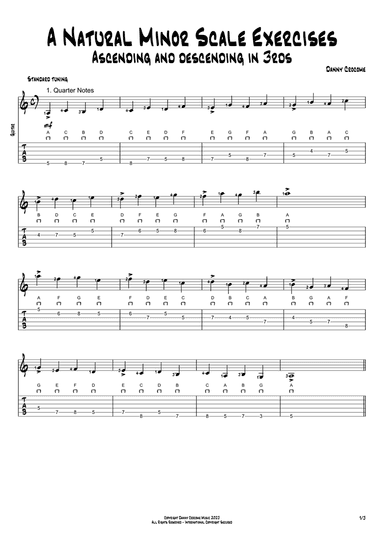 A Natural Minor Scale Exercises - Ascending and Descending in 3rds