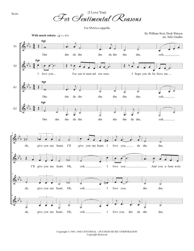 (i Love You) For Sentimental Reasons