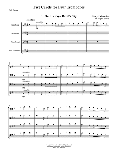 Five Christmas Carols for Four Trombones