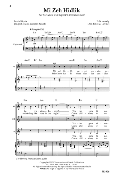 Three Yiddish Chanukah Songs For Treble Choir