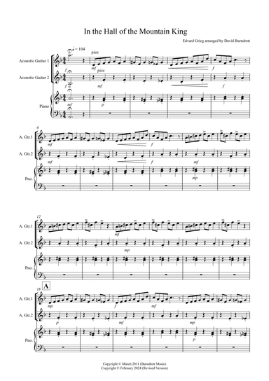 In the Hall of the Mountain King for Guitar Duet