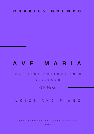 Ave Maria by Bach/Gounod - Voice and Piano - Bb Major (Full Score and Parts)