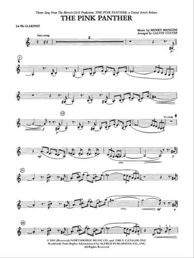 The Pink Panther: 1st B-flat Clarinet