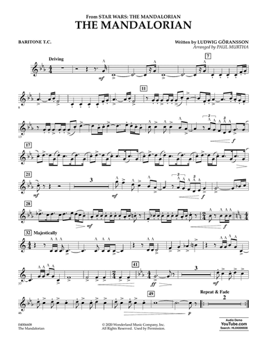 The Mandalorian (from Star Wars: The Mandalorian) (arr. Paul Murtha) - Baritone T.C.