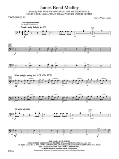 James Bond Medley: 3rd Trombone