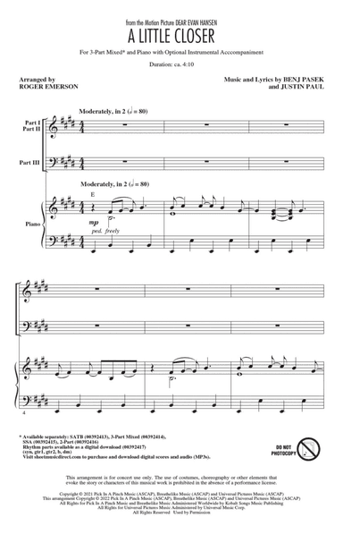 A Little Closer (from Dear Evan Hansen) (arr. Roger Emerson)